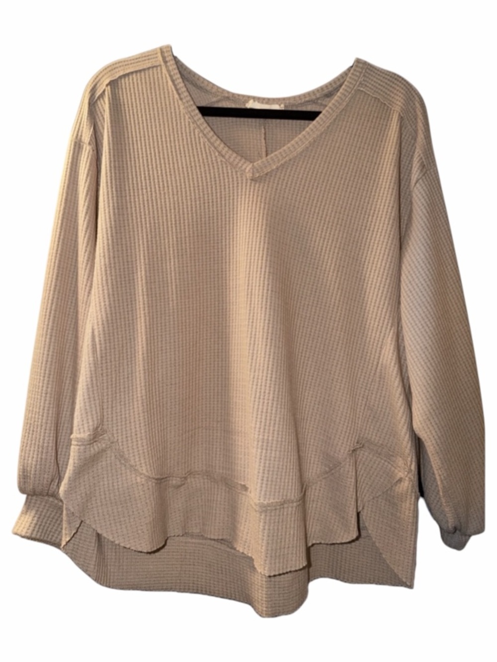Altar'd State Cream Waffle Knit V-Neck Sweatshirt